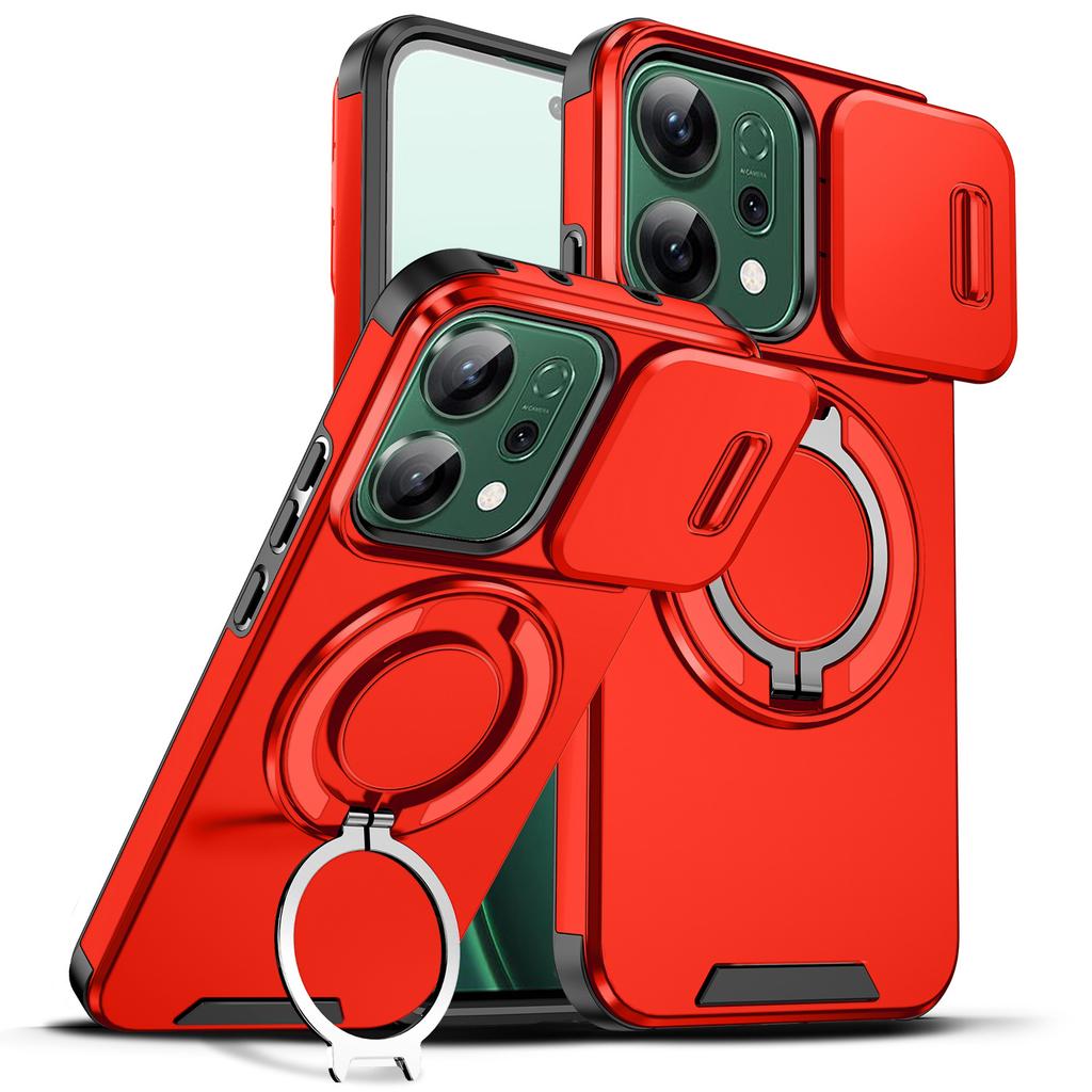 For Oppo Reno 15 Pro Case, Magnetic Camera Cover Phone  Case Cover with 360° Rotating Ring Holder for Oppo Reno 15 F/Reno 14/Reno 13 Pro