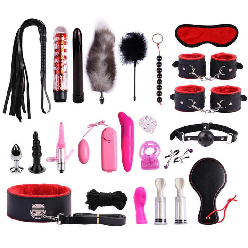 SM Kit 23PCS PU Leather Plush Set Sexy Toy Suit Special Bundled Binding Set