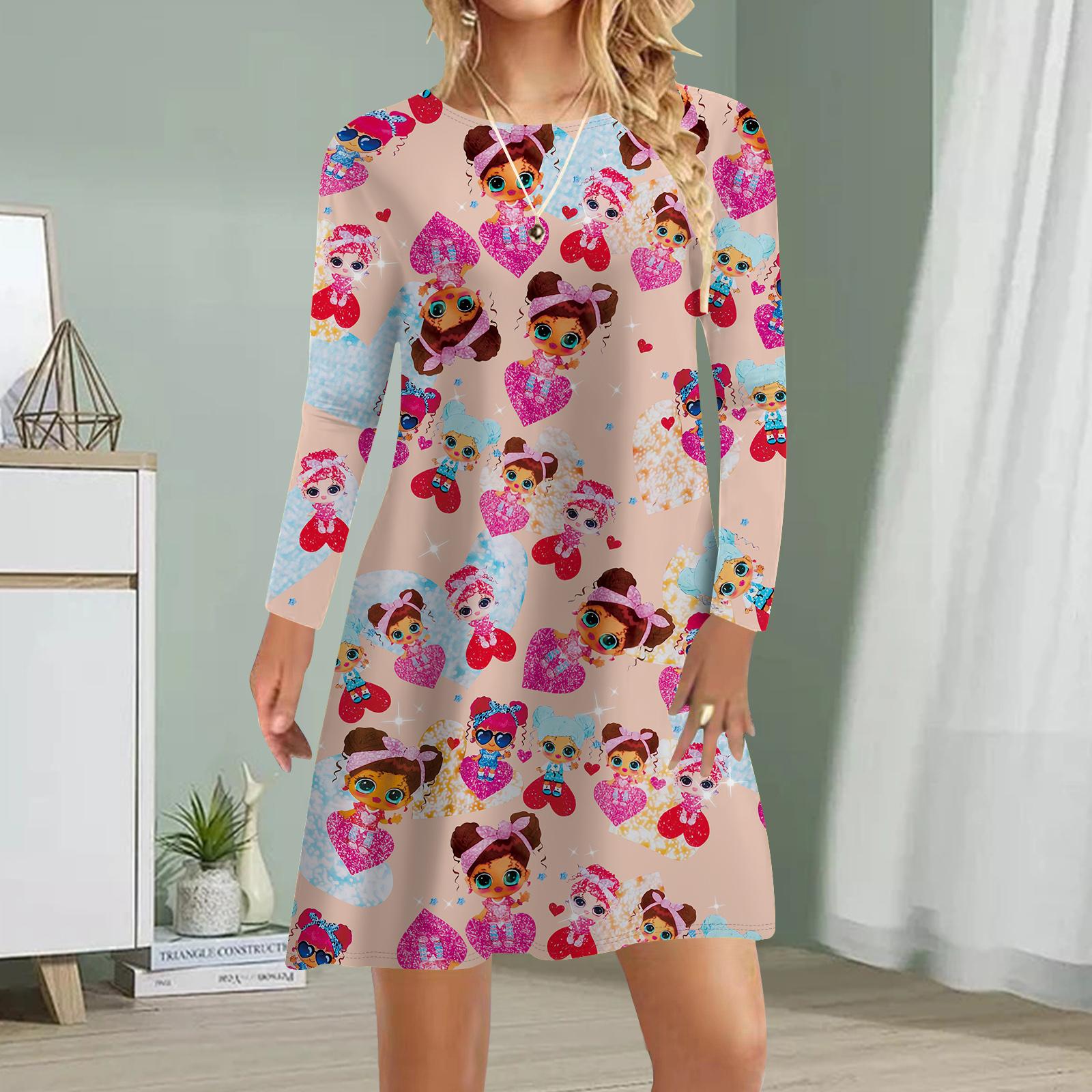 

Женское повседневное платье осеннее черное женское платье с принтом для женщин с круглым вырезом и коротким рукавом платье больших размеров 8XL дубильная кора