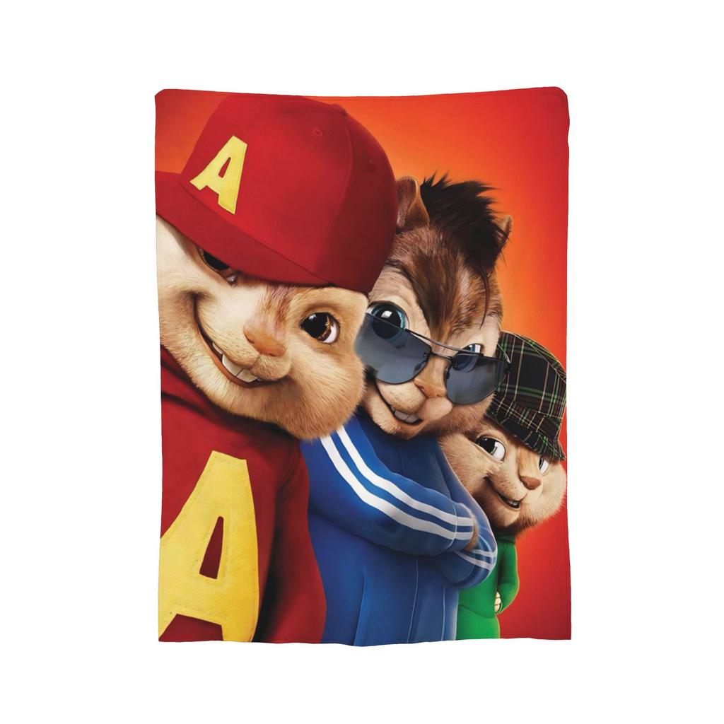A-Alvin and the Chipmunks Knitted Blanket Coral Fleece Plush Movie Warm Throw Blanket for Bedroom Sofa Bedspread