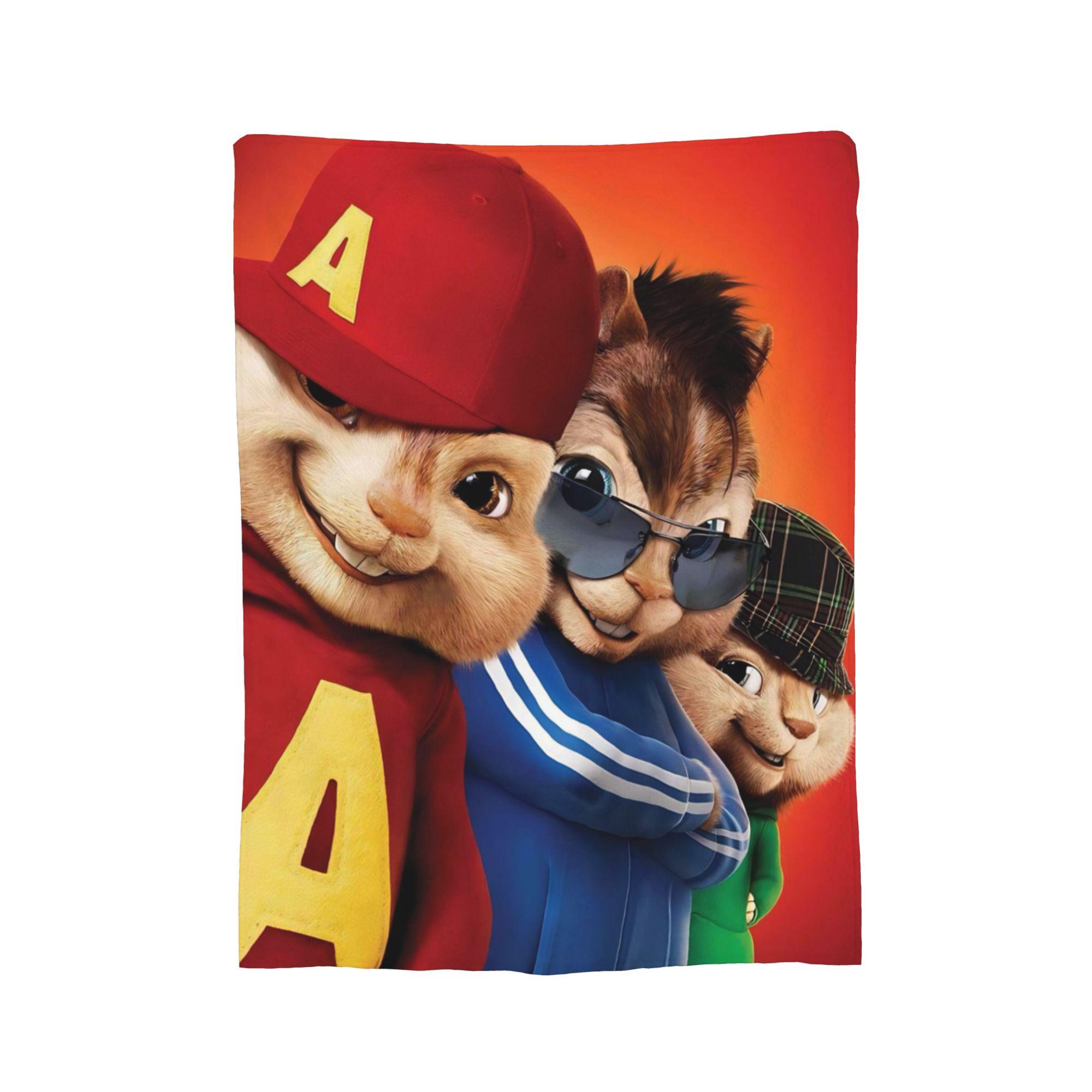 

A-Alvin and the Chipmunks Blanket Cover Plush Throw Blanket Bedding Couch Personalised Soft Warm Bedsprea, 100x150cm
