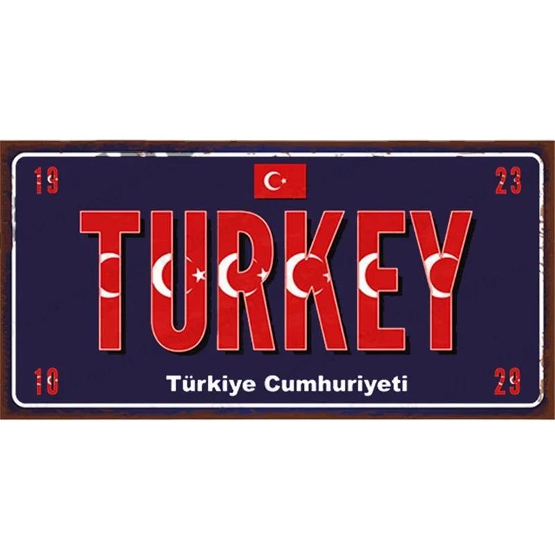 Country Metal Sign License Plate France Russia Tin Sign Car Garage Motorcycle Decoration Spain Poland London Number Plate N39