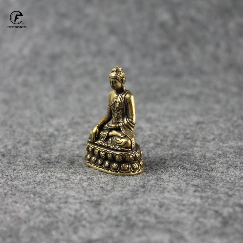Retro Brass Buddha Sakyamuni Statue Small Portable Pocket Sitting Buddha Sculpture Home Decor Office Desk Decorations Ornaments