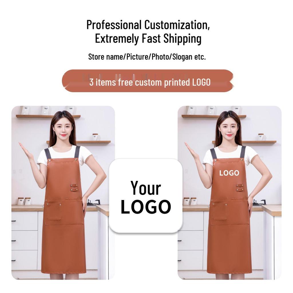 2025 New Style Waterproof Oil-proof PU Leather Kitchen & Catering Apron for Men and Women