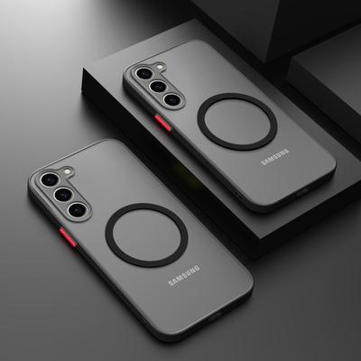 Матовый магнитный чехол для Samsung Galaxy S23 S24 S22 S21 S20 S25 Ultra Plus FE A14 A24 A54 A53 A35 A34 A15 A25 A55 A16 A56 Матовый чехол для беспроводной зарядки