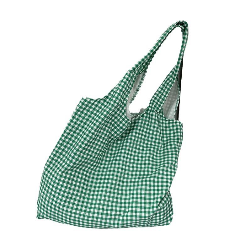 Korean Retro Plaid Canvas Shoulder Bag for Female Students - Versatile Large Capacity Shopping Bag
