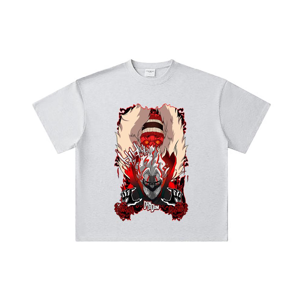 260 GSM Double Yarn 32 Count 100% Cotton Dandadan V34 Okarun Turbo Print Unisex Heavy Cotton T Shirt