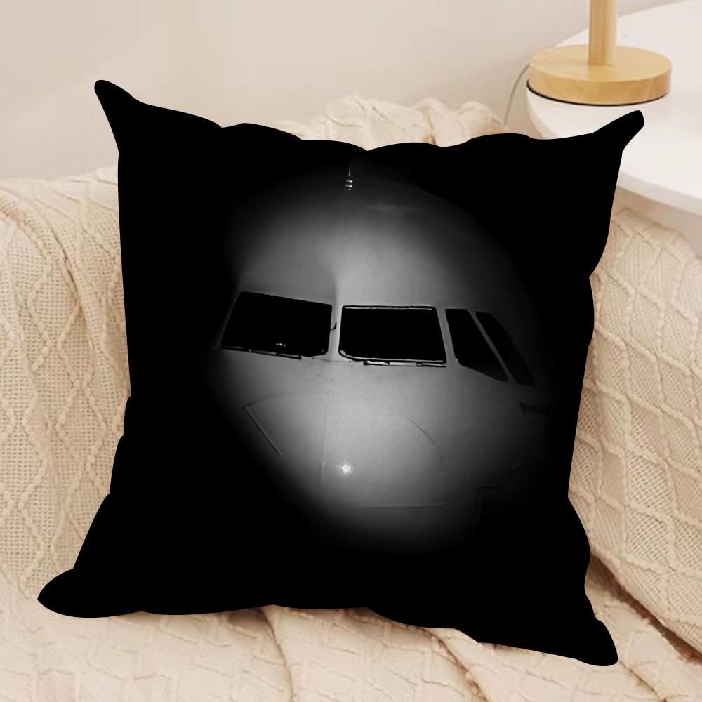 Aircraft Pilot Print Cushion Cover Silky Short Plush Invisible Zipper Dustproof Sofa Pillow Case for Home Decor