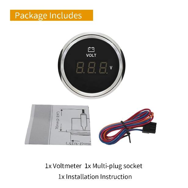 ELING 52mm 8-16V 16-32V 8-32V Waterproof Voltmeter Voltage Volt Gauge Universal for Car Truck Boat Car with Red Backlight