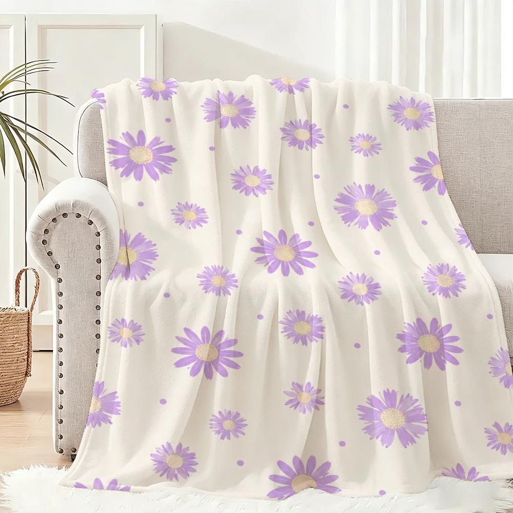 Cute Retro Animal Floral Pattern Throw Lightweight 240G Flannel Blanket Soft Skin-Friendly For Summer Cooling