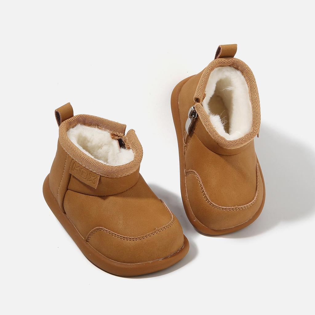 Autumn/Winter Baby Walker Shoes: Thick, Comfy, Cotton-Padded, Versatile, Solid Colors, Fashionable & Ideal for Outdoor Use.