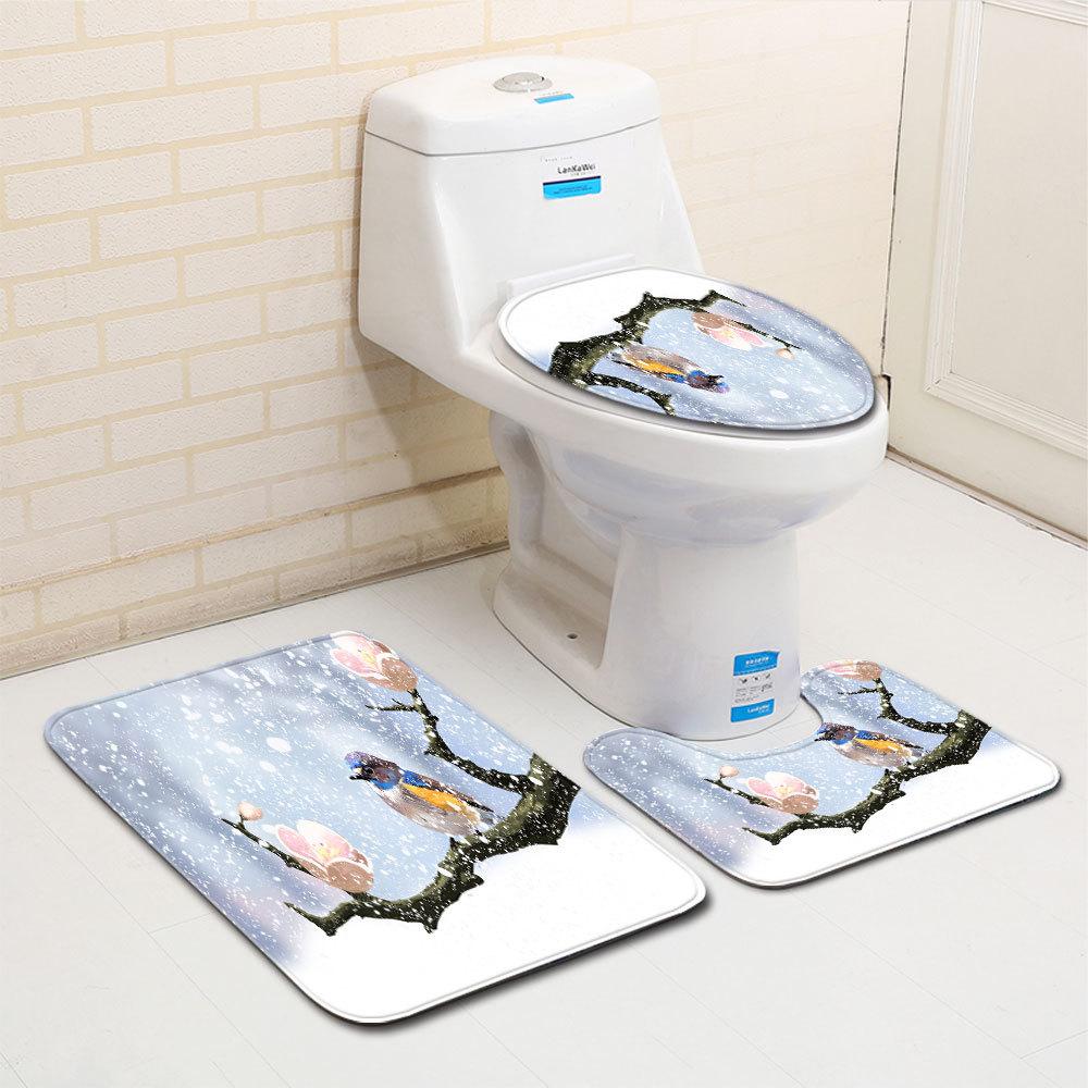 Christmas Bathroom Floor Mat Toilet Three-Piece Set