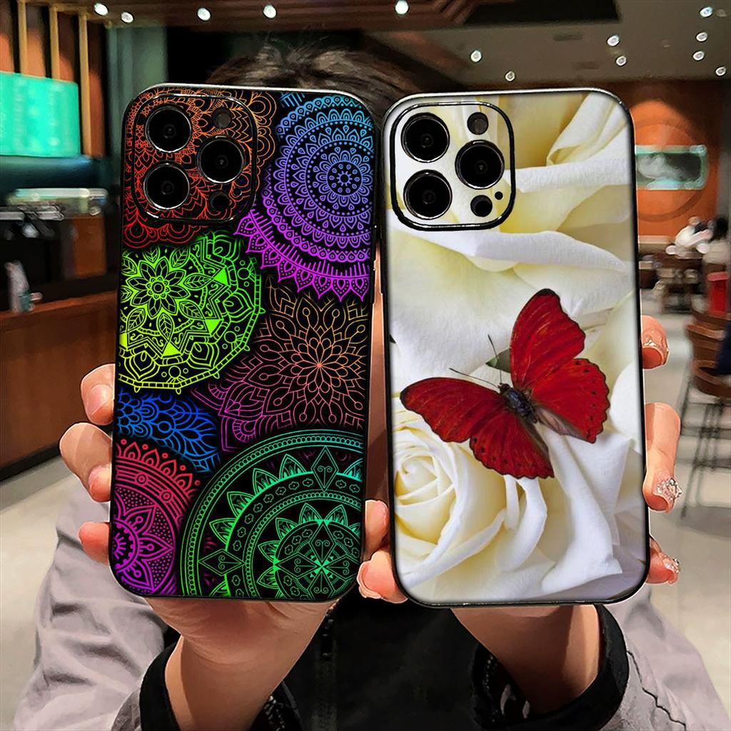 for Samsung Galaxy S25 S23 S22 S24 FE Ultra Plus A56 A05 A06 A15 A16 A57 S7 Edge Case Floral Paisley Texture Mandala Flower