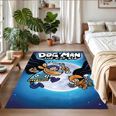 Anti‑Slip Crystal Velvet Floor Rug, Dog Man Design Carpet for Indoor Living Bedroom Home Decoration