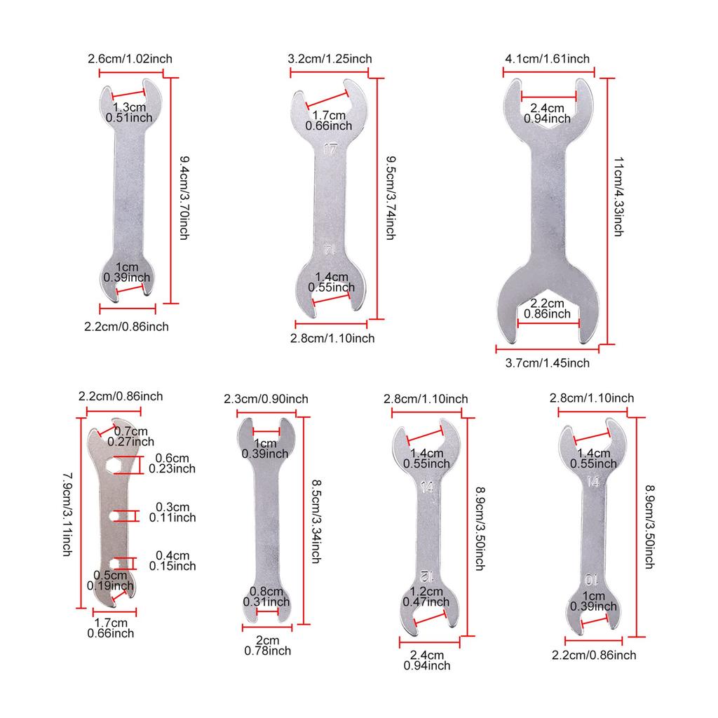 Aoling Wrench Mini Combination Wrench Set 7-Piece Double-Ended Set, Thin, Thin-Ended, 5.5, 7, 8, 10, 12, 13, 14, 17, 22, 24mm, Wrench, Ultra-Thin
