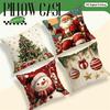 Vintage Christmas Decor Cushions Pillowcase Printed Polyester 45X45Cm Throw Pillow Cover Decorative Sofa Cushion Pillowslip