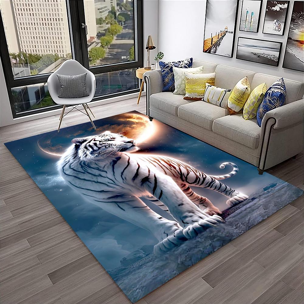 3D Dream Tiger Animal Cartoon Carpet Rug for Home Living Room Bedroom Sofa Doormat Decor,Child Play Area Rug Non-slip Floor Mat