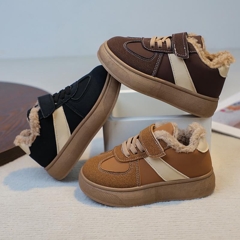 Kids Winter Warm Footwear Fleece Sneakers Cotton Shoes for Boys Waterproof Lamb Wool Snow Boots for Girls