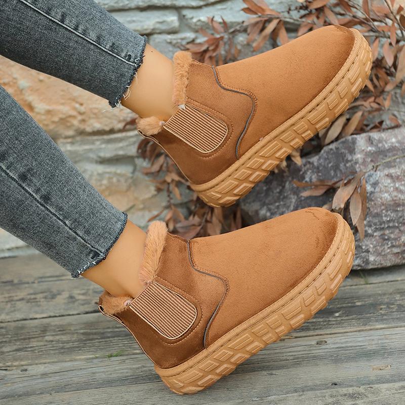 Fashion Winter Women Snow Boots 2025 New Plush Warm Casual Chelsea Ankle Boots Flats Platform Comfortable Ladies Shoes Zapatos De Mujer