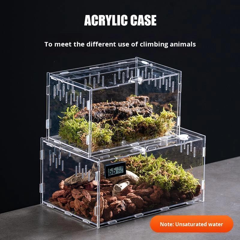 Stackable Crystal Clear Acrylic Gecko Terrarium Comfortable Reptile Enclosure with Box Packing Reptile Supplies
