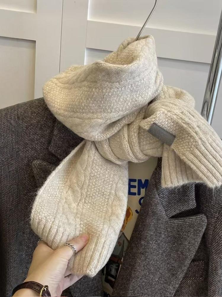 Women Winter Atmosphere Solid Color Simple Soft Warm Lazy Style Small Neck New Korean Versatile Knitted Scarf