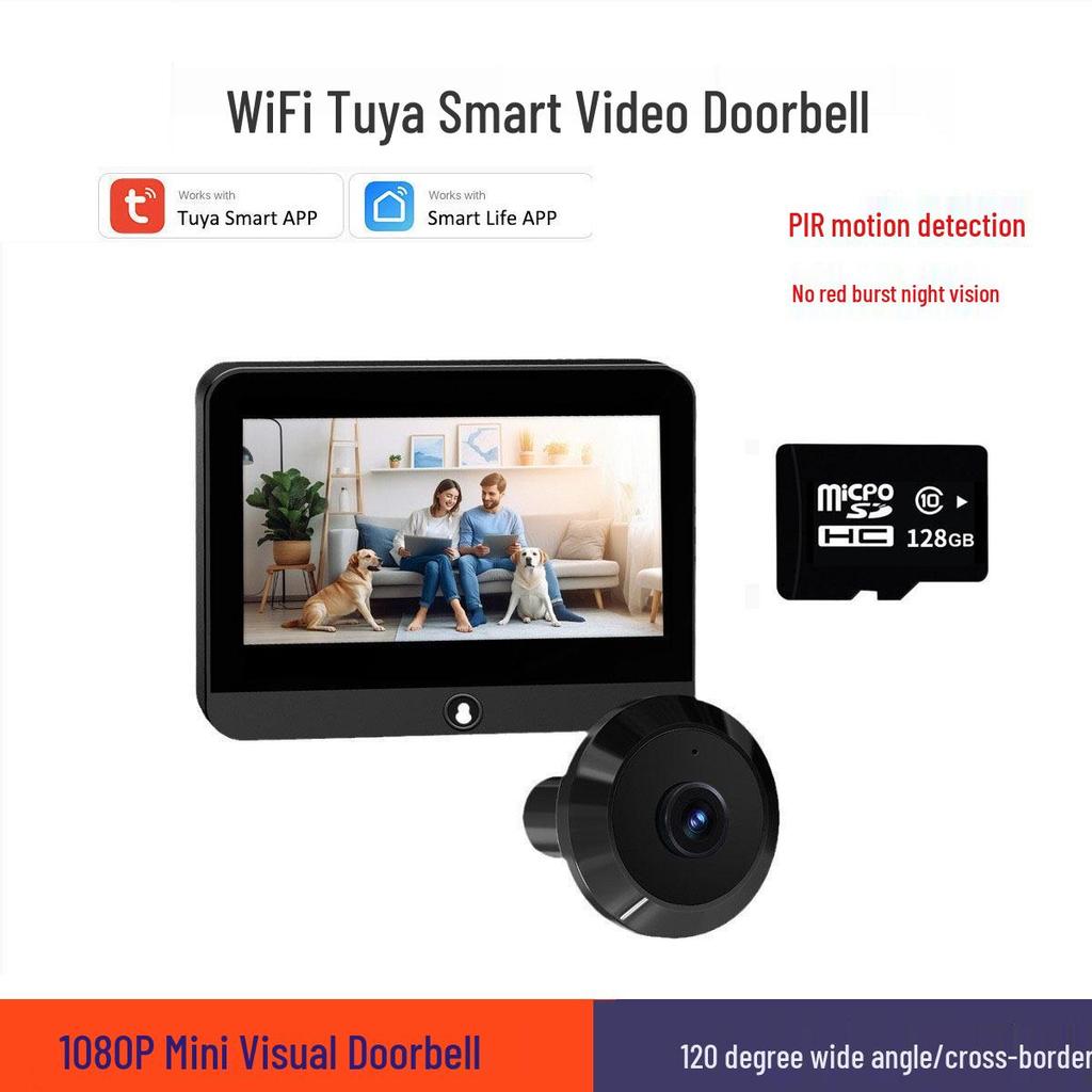 Tuya Smart WiFi Electronic Peephole Doorbell: Wireless Graffiti Camera with Remote Control.