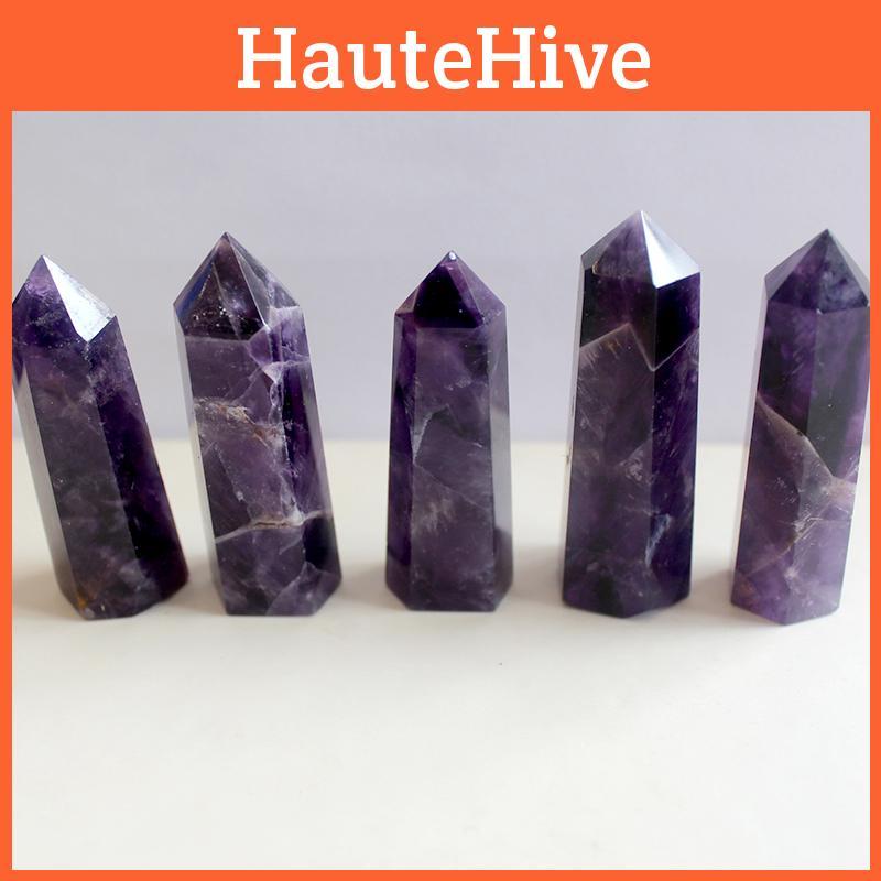 Unique Natural Purple Dream Amethyst Quartz Crystal Stone Point Healing Wand