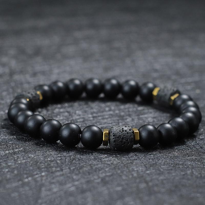 

Unique Natural Stone Bracelet Men 8mm Obsidian Tiger Eyes Beaded Braclet Homme Hand Accessories Black Strand Brazalete Pulseira 20cm 7.9Inch