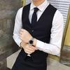 Colete Masculino Cor Sólida Abotoamento Simples Decote em V Formal Outono Colete para Casamento