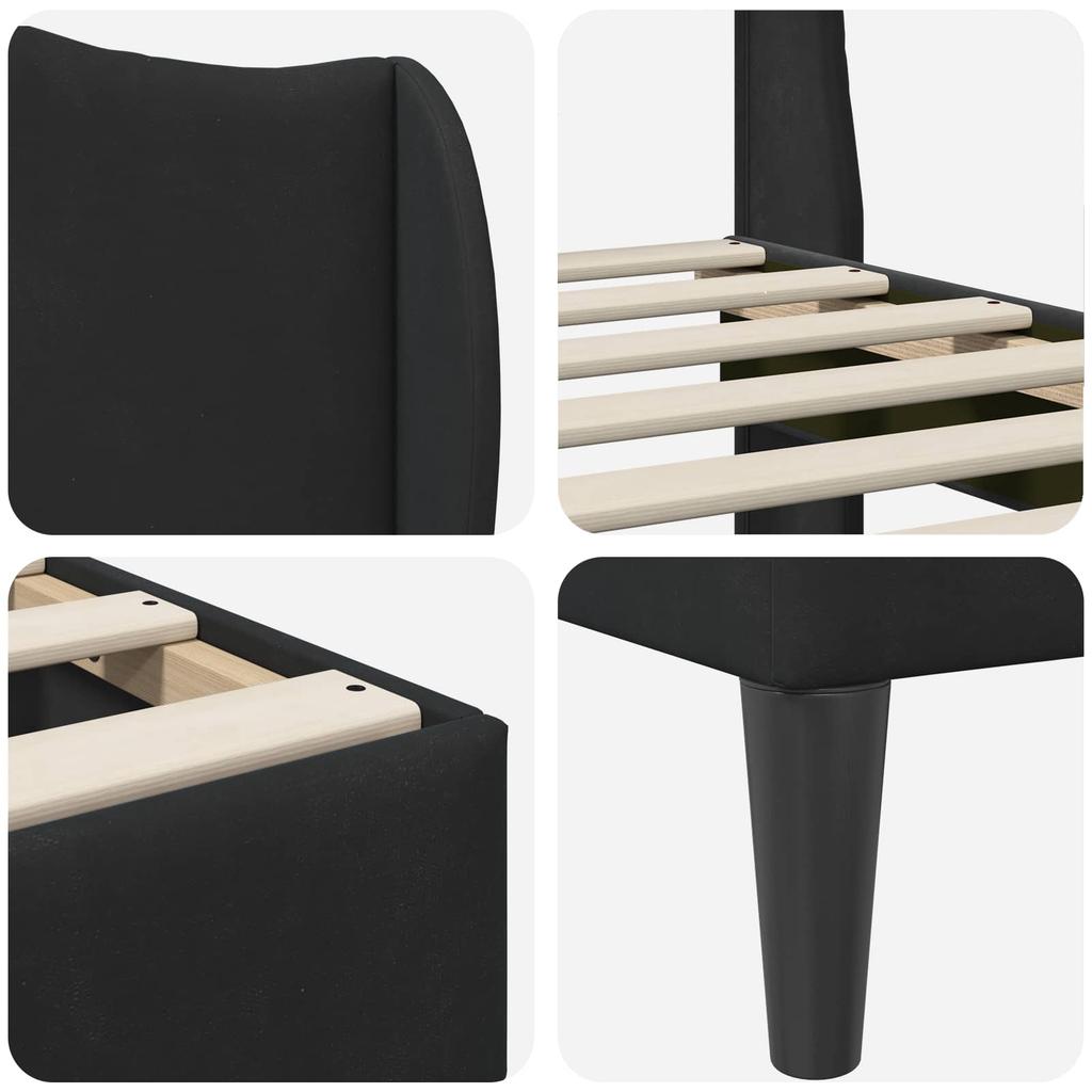Bed Frame with Headboard Black 120 x 190 cm Velvet