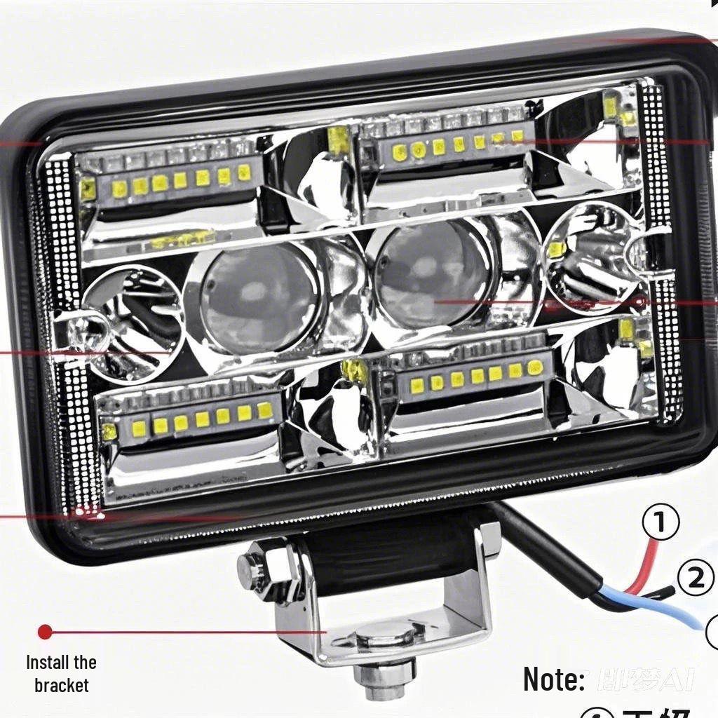 12-80V Dustproof LED Laser Headlight with Reverse Polarity Protection for Electric Vehicles
