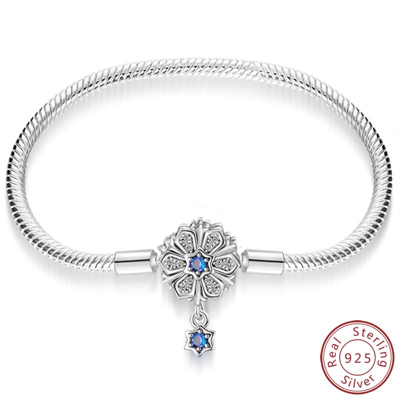 Real 925 Sterling Silver 17-20CM Butterfly Pet Ocean Starry Sky Original Bracelet Fit for Wedding Fine Jewelry DIY Making