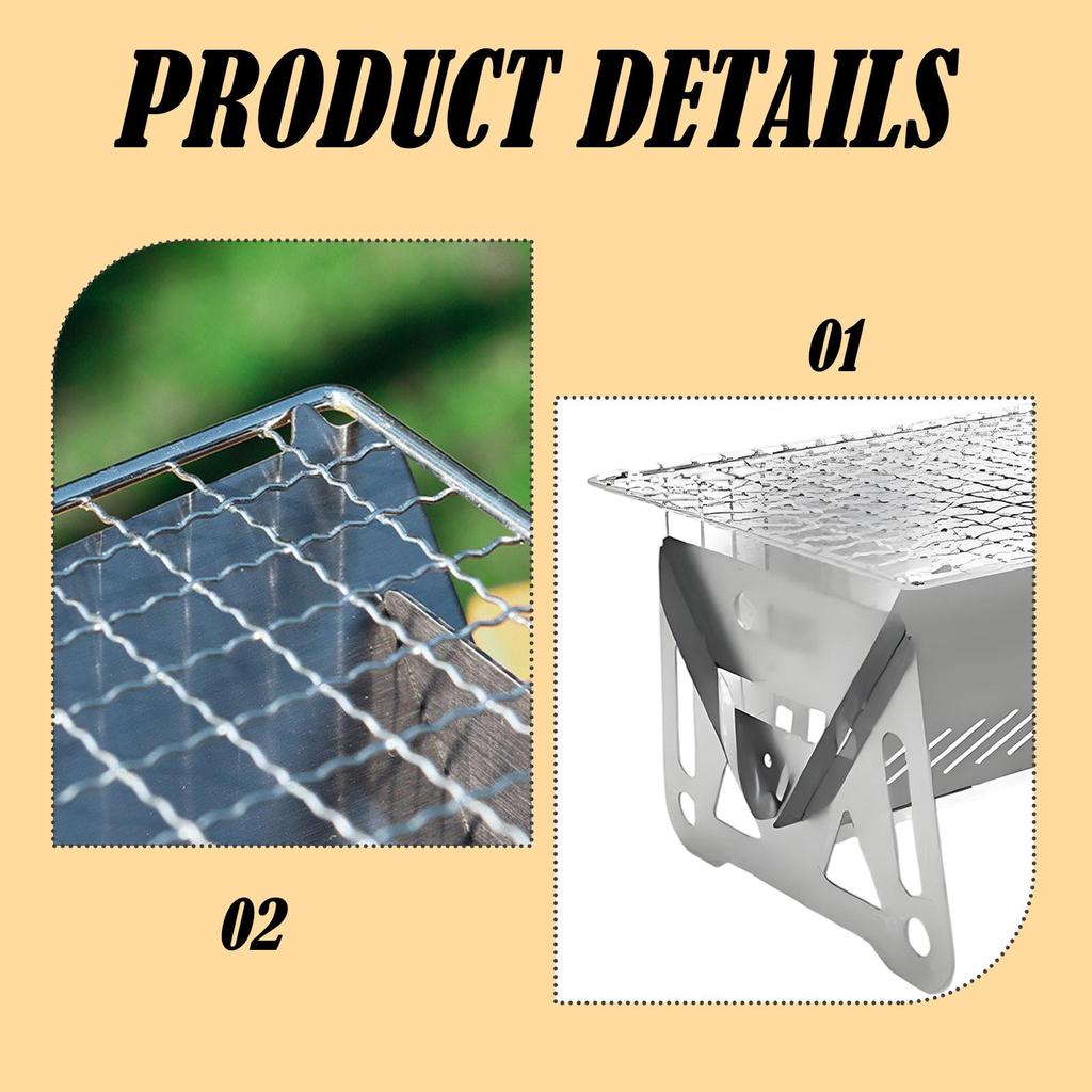 Folding Stainless Steel BBQ Camp Grill for Outdoor Picnic Professional with Carry Bag Portable