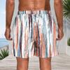 Men Plus Size Tie Dye Vertical Stripe Beach Shorts Quick Dry Casual Swim Trunks With Pockets For Summer Swimming Surfing