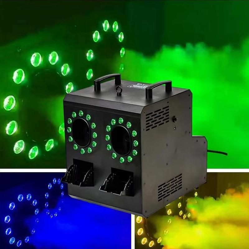 Remote Control 1500w LED RGB 2 Holes Portable Bubble Smoke Machine Fog Bubble Machine For Stage Disco Party