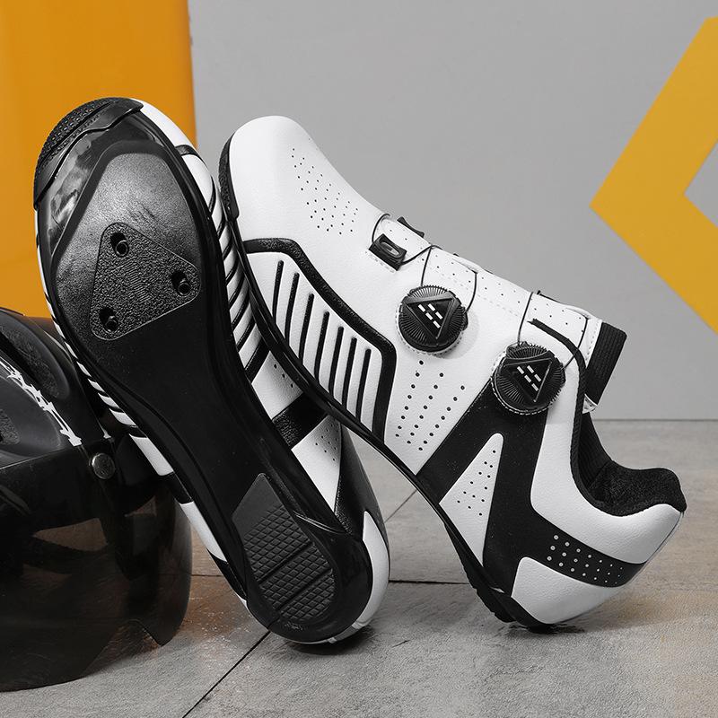 Neue Fahrradschuhe mit Schlössern Doppelschnallen-Schuhe Rennrad-Powerschuhe für Herren und Damen Harte Sohle Mountainbike-Gummisohle