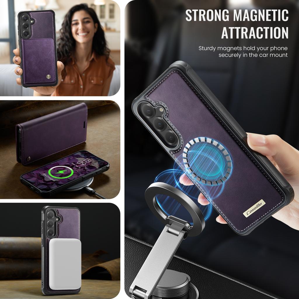 For Samsung Galaxy S25+/Galaxy S24+ Case CASEME C49 Compatible with MagSafe RFID Blocking Detachable Wallet Leather Phone Cover