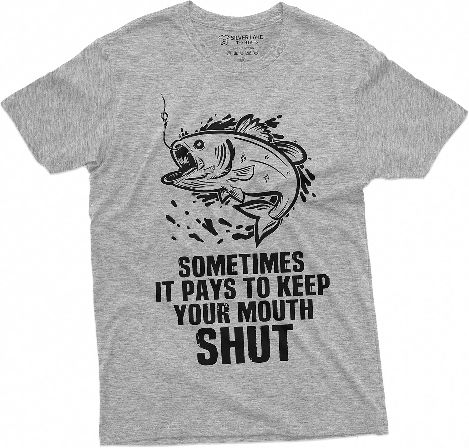 Mens Funny Fishing Tee Shirt Sometimes it Pays to Keep Your Mouth Shut Fish Tee S разноцветный
