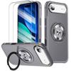 Protective Case - BOOLING - for iPhone Air - Silicone PC with Magnetic Ring - Grey - with 2 Tempered Glasses