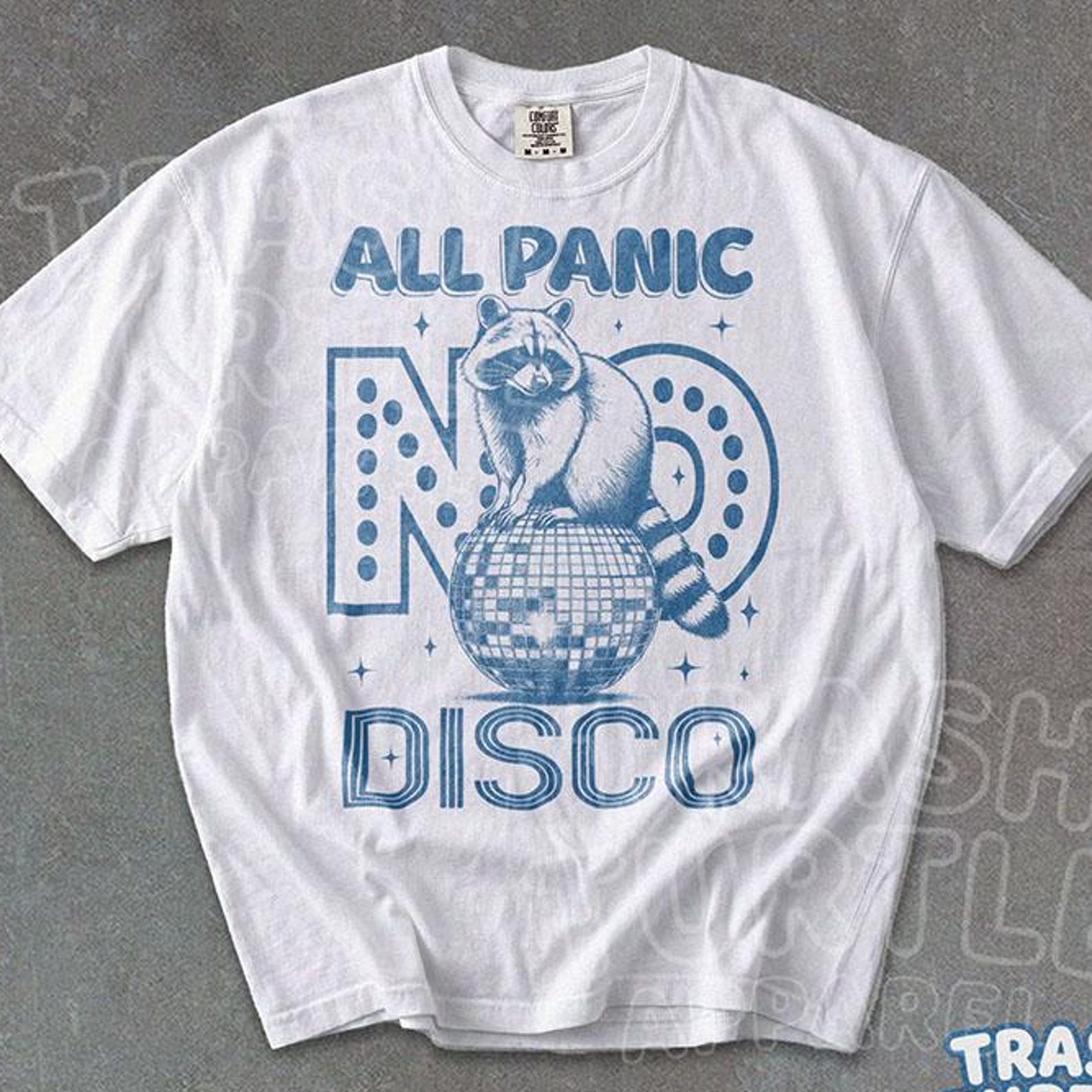 All Panic No Disco Shirt Funny Raccoon TShirt Retro Aesthetic T-shirt Vintage Graphic Gift Tee S