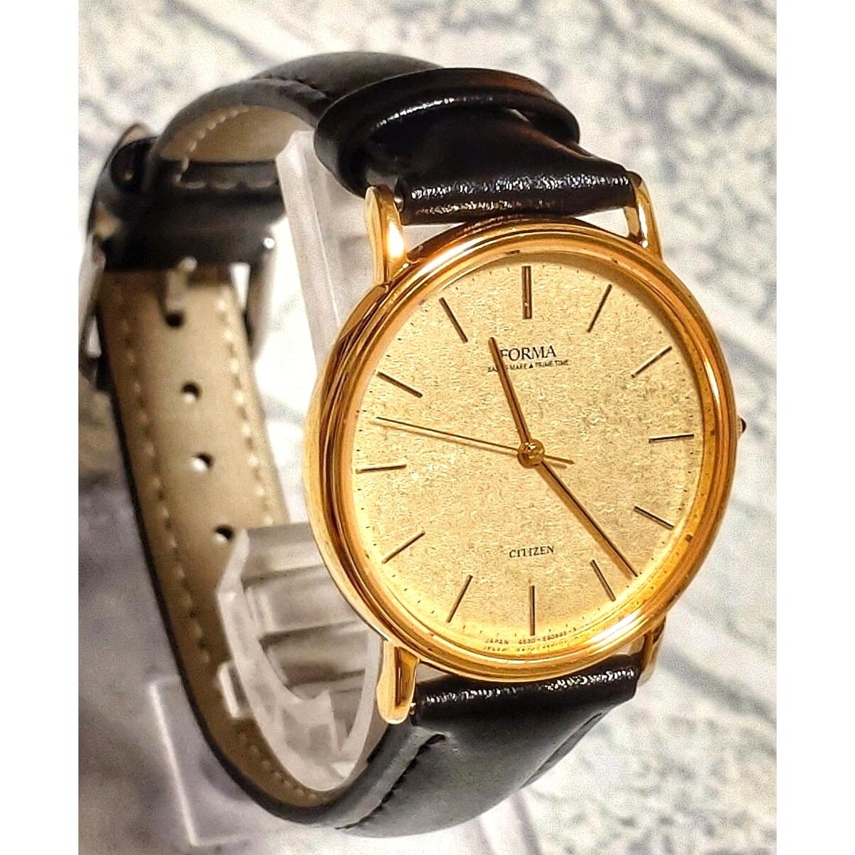Used Working item CITIZEN Citizen FORMA Men s watch Gold dial Leather belt Belt new Vintage
