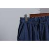 Tencel Dark Blue Lace Elastic Waist Spring and Summer Straight-Leg Pants