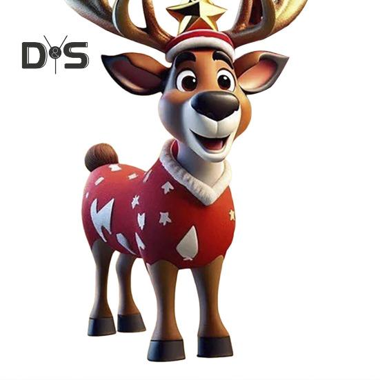 Christmas Deer Pendant Acrylic 2D Flat Reindeer Hanging Ornament Cartoon Santa Hat Reindeer Pendant for Home Xmas Tree Decor