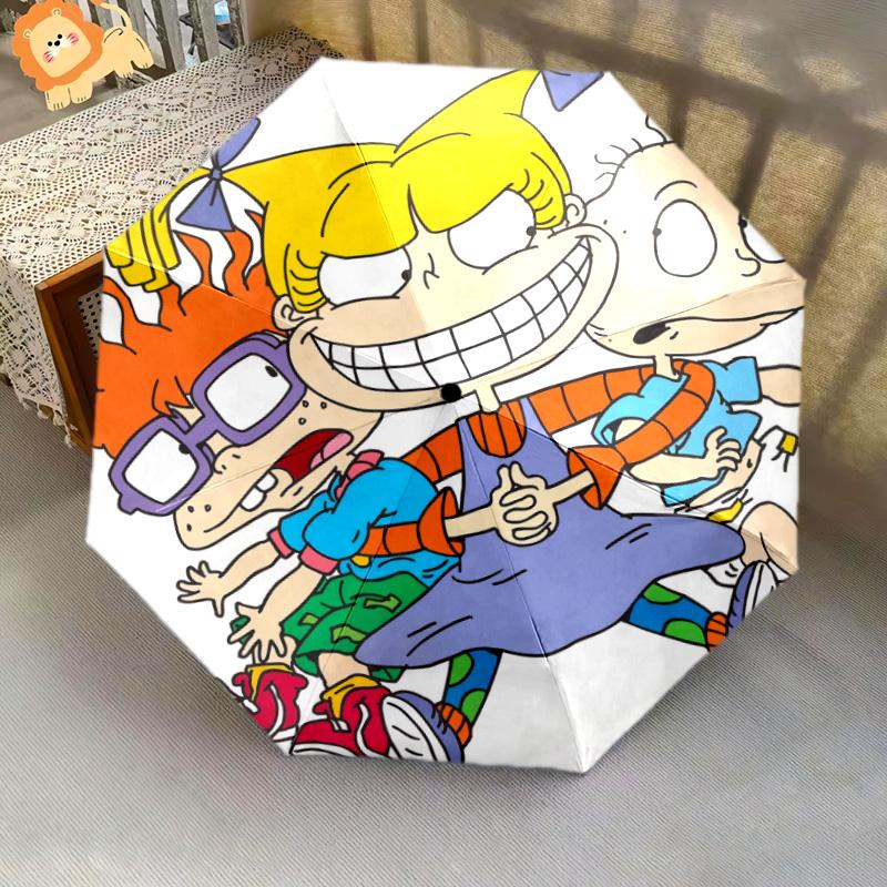 Rugrats pattern, automatic folding umbrella, portable and foldable design, 8 ribs, a Christmas or birthday gift.
