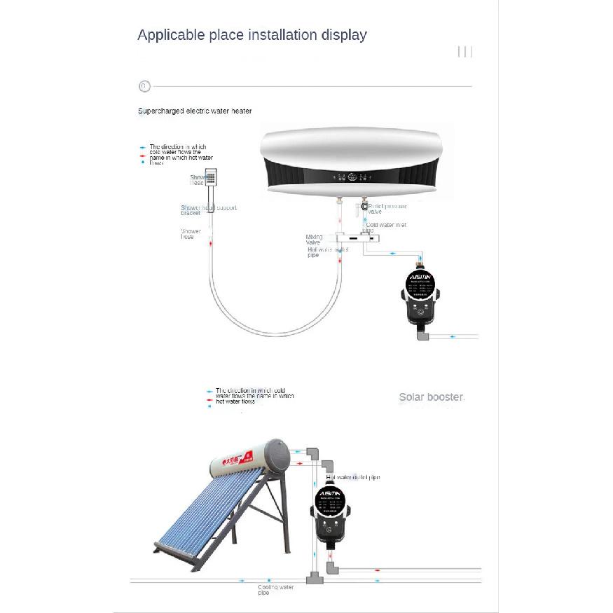 AISITIN Bomba Booster Bomba de Agua sin Escobillas 16m 24v IP56 Pome Controlador de Presión Automático Hogar Aumento Calentador de Agua