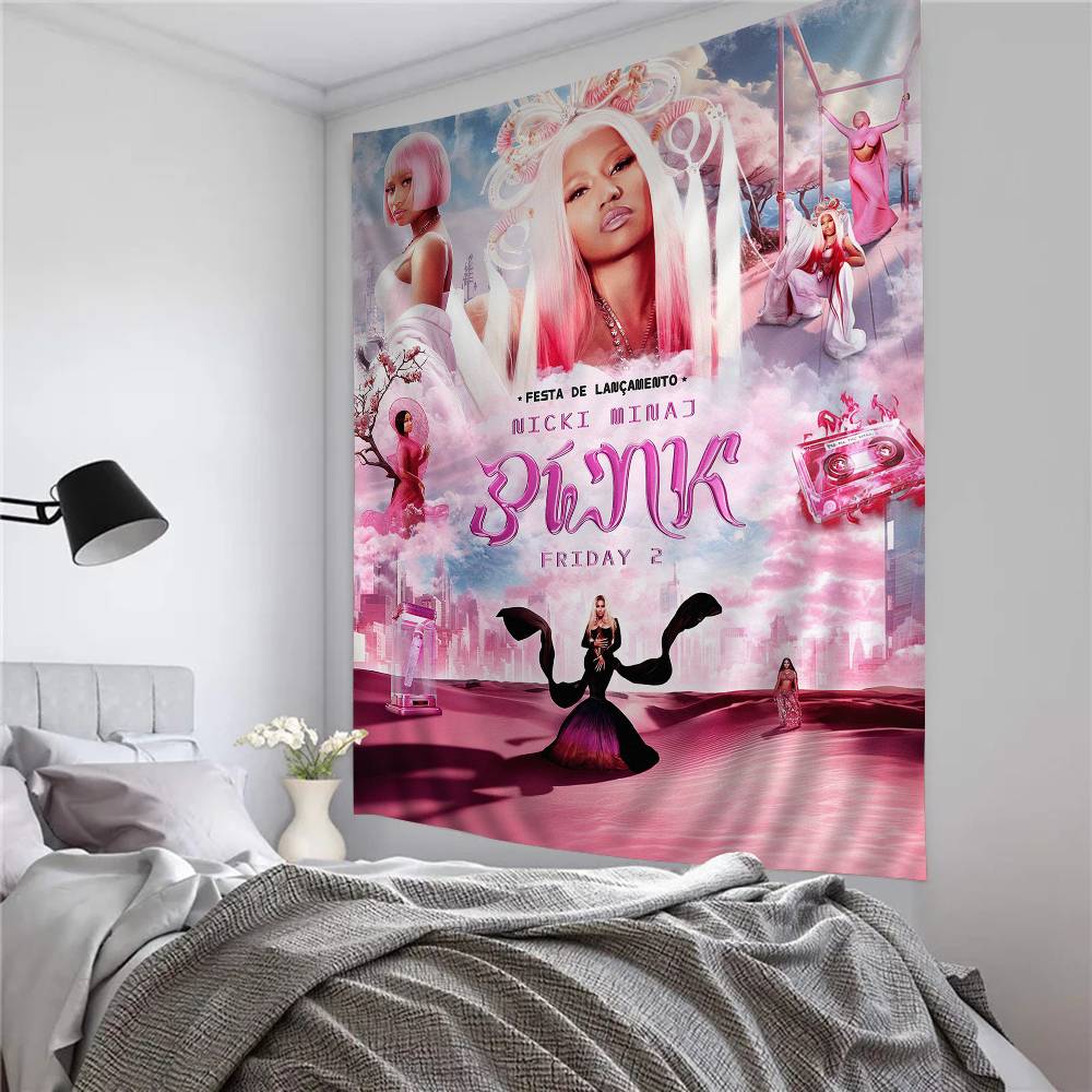 Textilien Unisex Popular Rapper Singer N-Nicki Minaj Tapestry Art Printing Japanese Wall Tapestry Anime Wall Hanging Home Decor