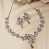 Rhodium-Plated American Diamond Studded Floral & Paisley Shaped Necklace With Earrings Jewellery Set For Girls and Women