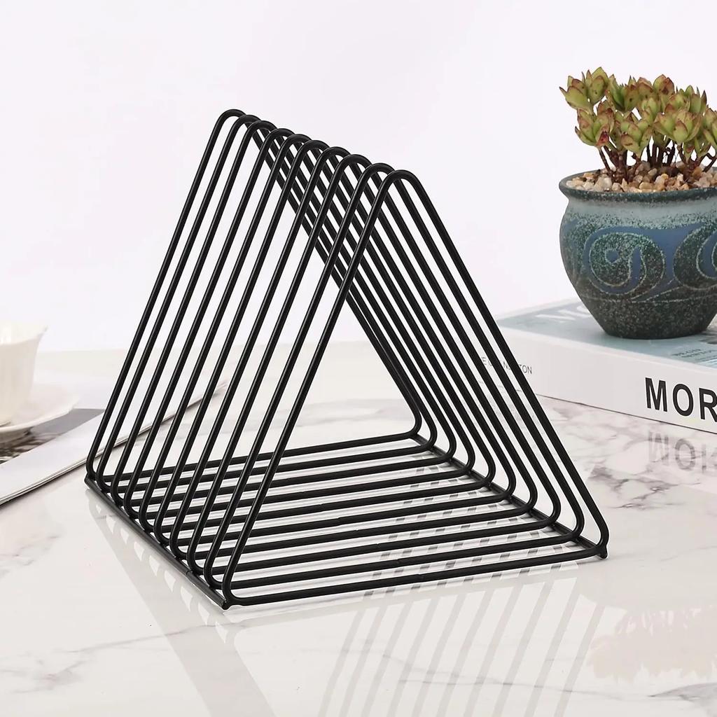Vinyl Record Holder 9 Slot Metal Storage Rack Vinyl Albums Storage Organizer Magazine Book CD Album Triangle Display Rack Record