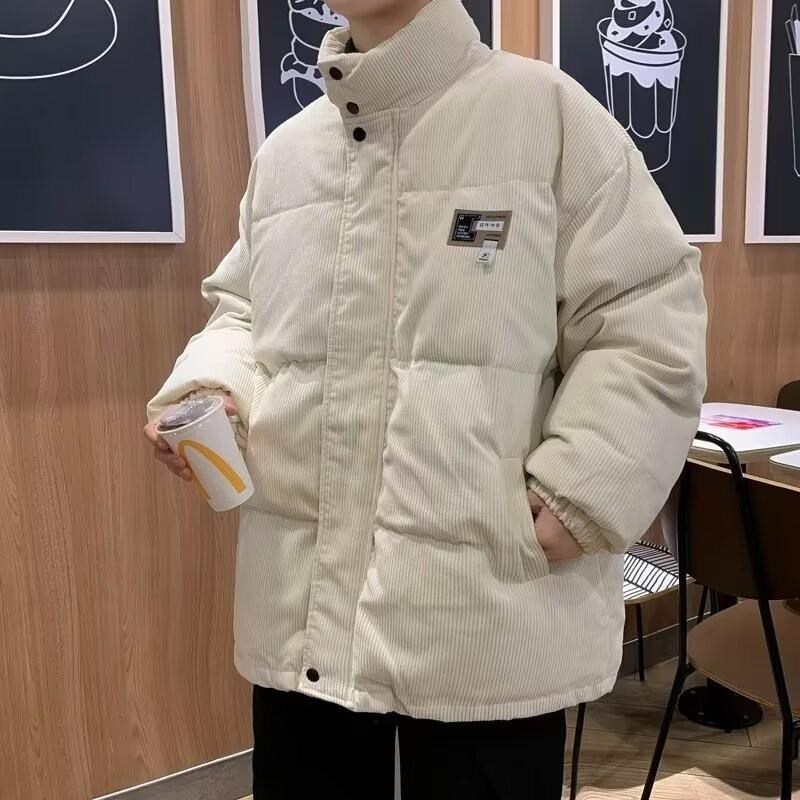Unisex Oversized Corduroy Cotton Puffer Jacket Winter Warm Loose Fit Streetwear Coat Teens