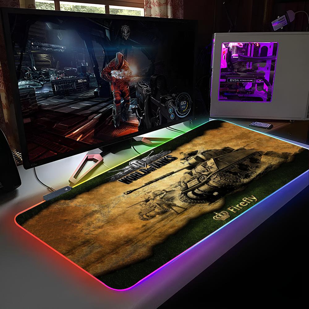 HD W-World Of T-Tanks Mouse Pad RGB Backlit Mouse Pad Laptop Mouse Pad Laptop Gamer Computer Desk Gaming Accessories